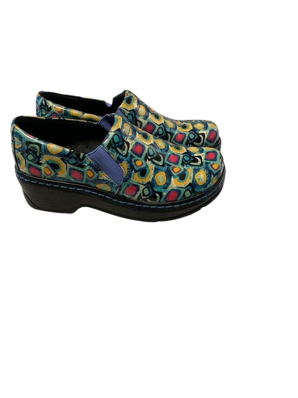 Klogs Footwear Naples Black w/ Geometric Pattern Nursing Shoes Women's Size 7.5